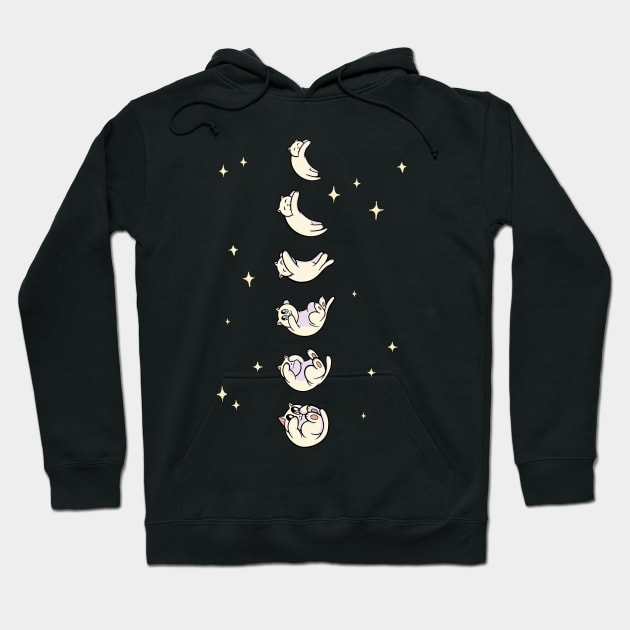 Cute Cat Moon Cycle Astrology Pet Animal Design Hoodie by UNDERGROUNDROOTS